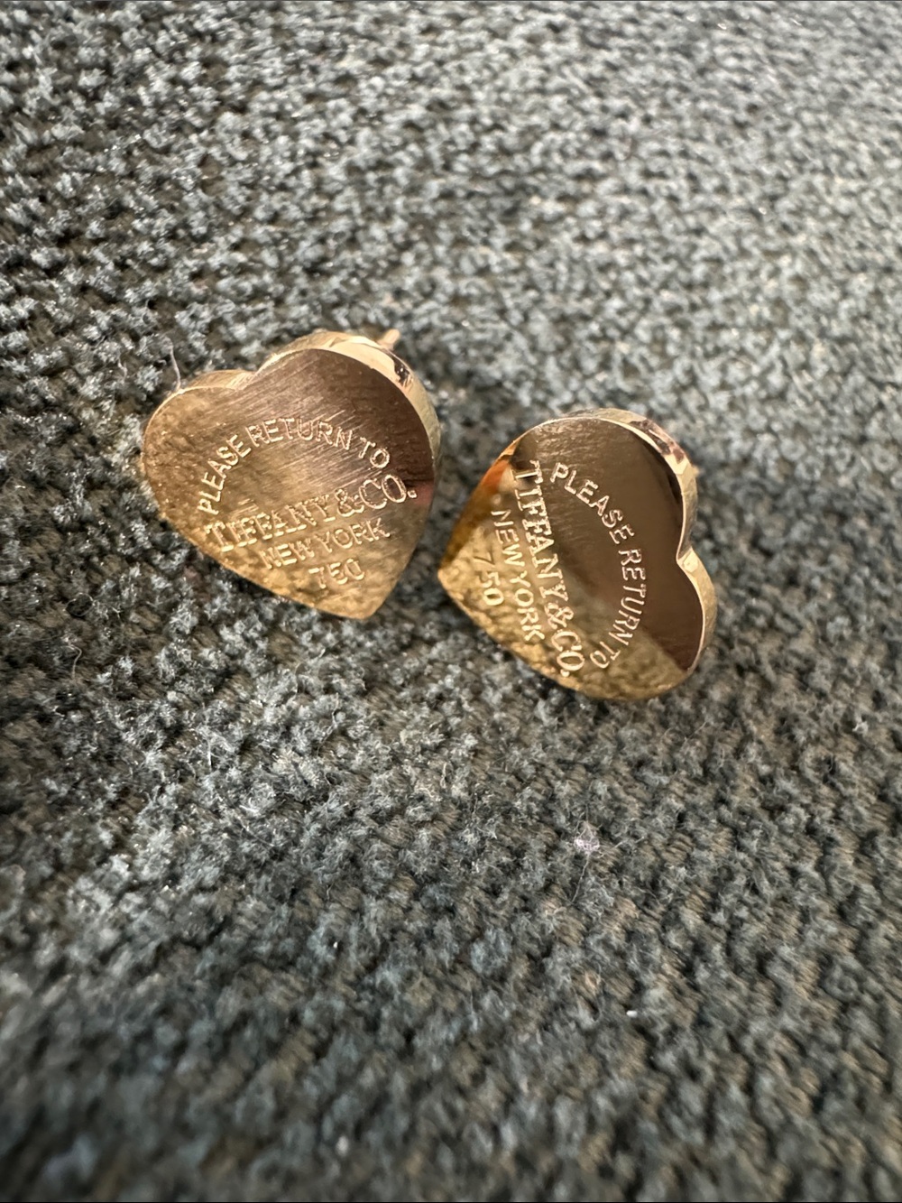 Tiffany & Co. Gold Heart Tag Stud Earrings